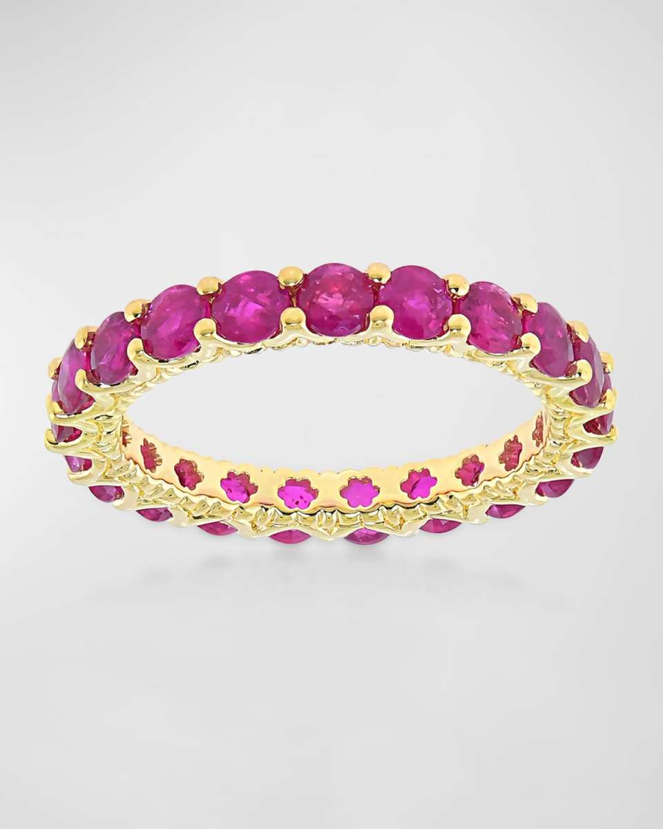 18K Yellow Gold Ruby Hero Gemstone Eternity Band, Size 6.5