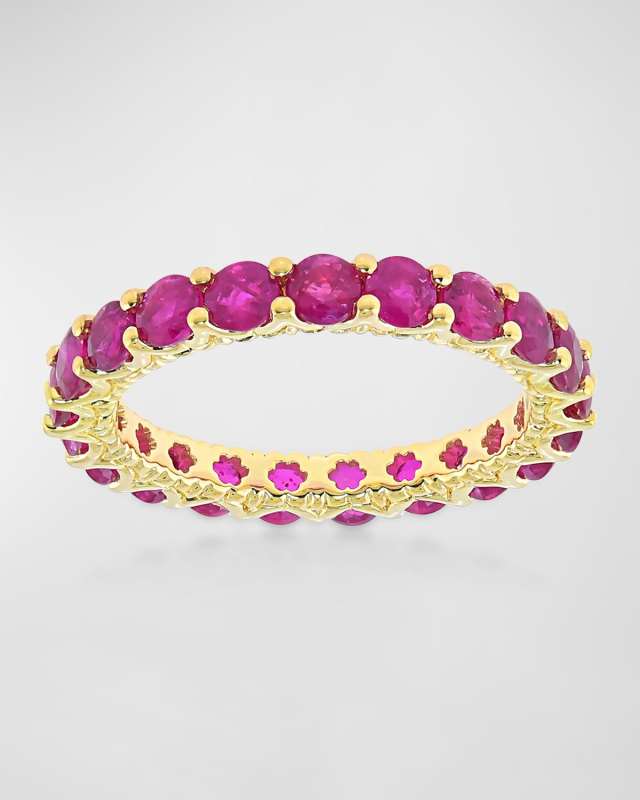 18K Yellow Gold Ruby Hero Gemstone Eternity Band, Size 6.5