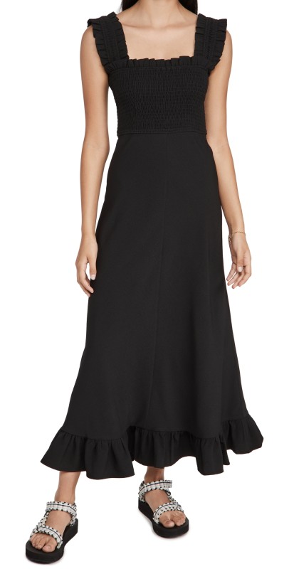 GANNI Heavy Crepe Maxi Dress Black