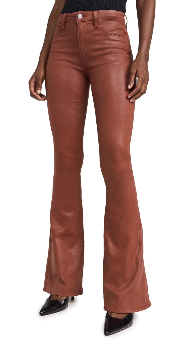 L'AGENCE Marty High Rise Flare Jeans Rich Ginger Coated