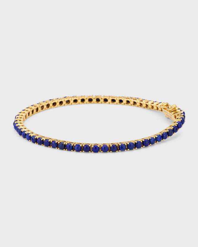 18K Yellow Gold Lapis 4-Prong Tennis Bracelet