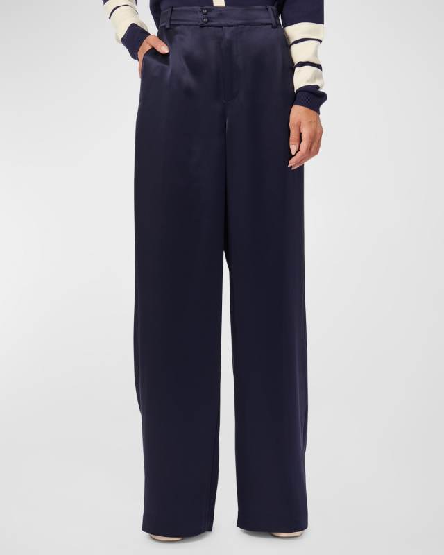 Anais Wide-Leg Satin Pants