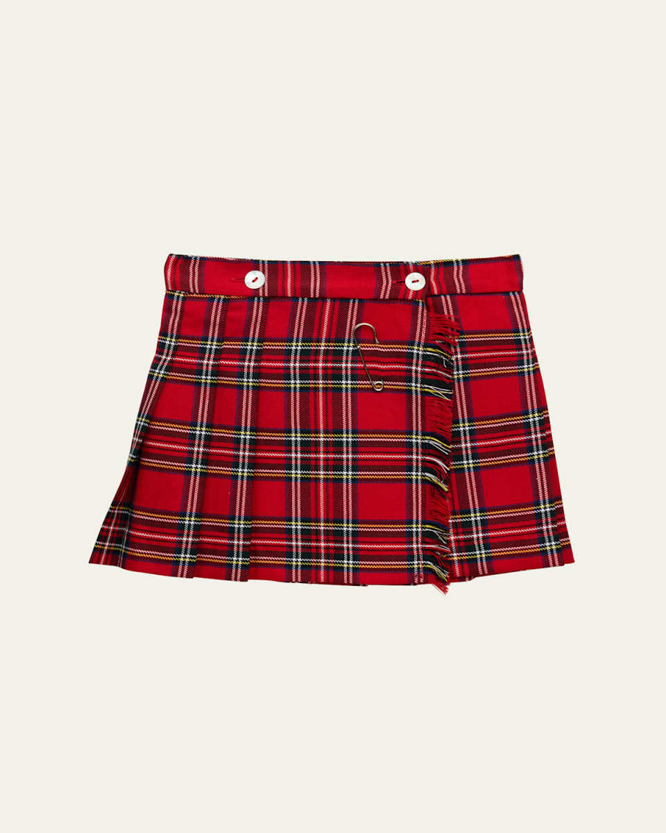 Girl's Kilt Skirt W/ Eyelash Trim, Size 4-12