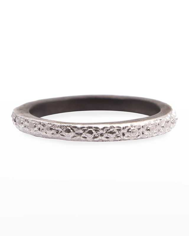 New World Carved Silver Stackable Ring