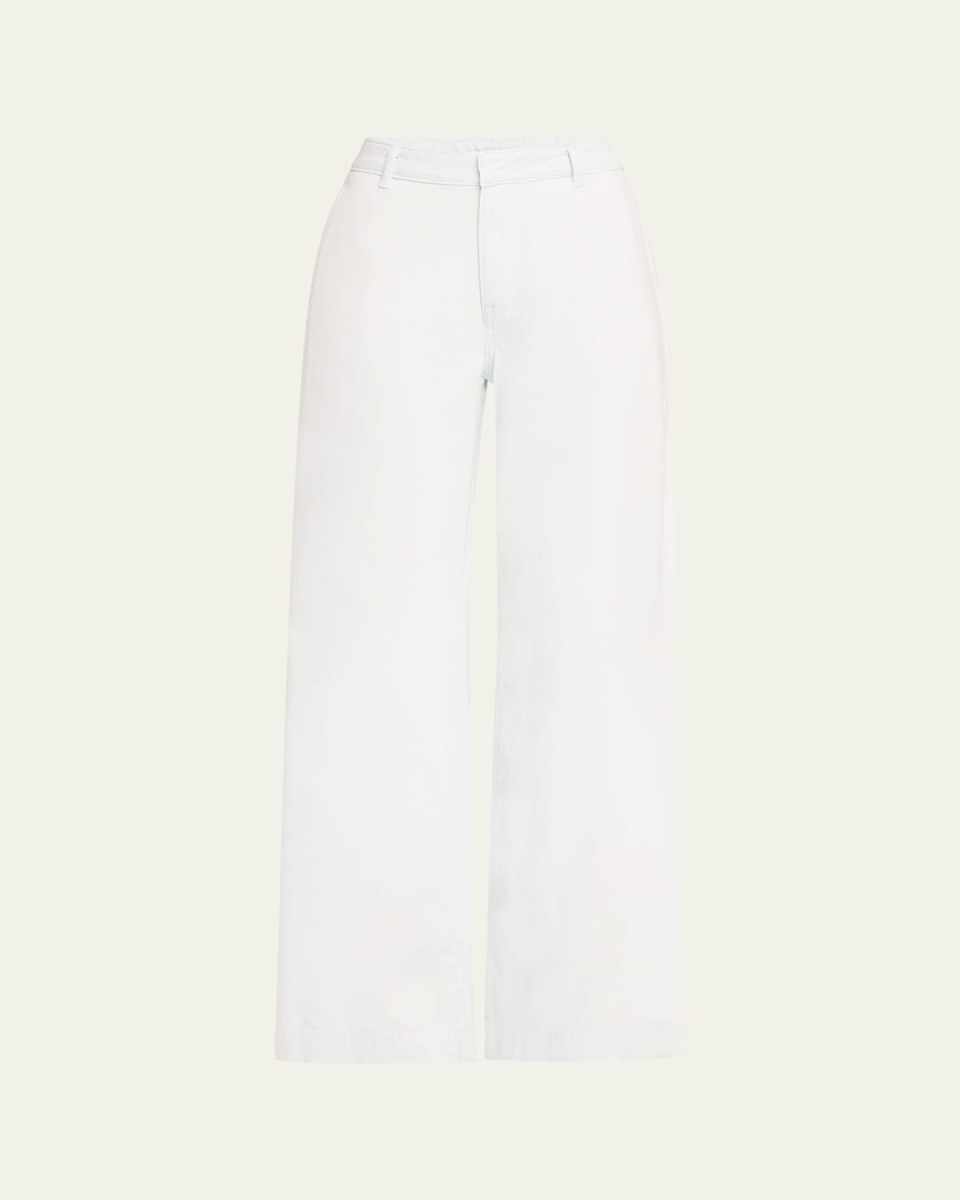 Washed Cotton Wide-Leg Trousers