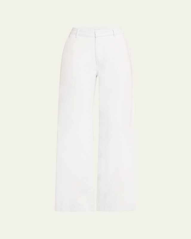 Washed Cotton Wide-Leg Trousers