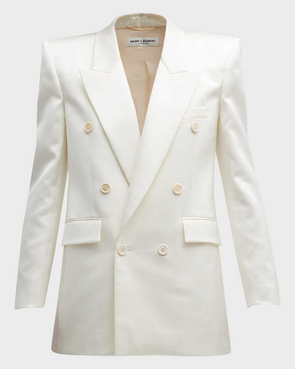 Silk Tuxedo Jacket with Padded Shoulders