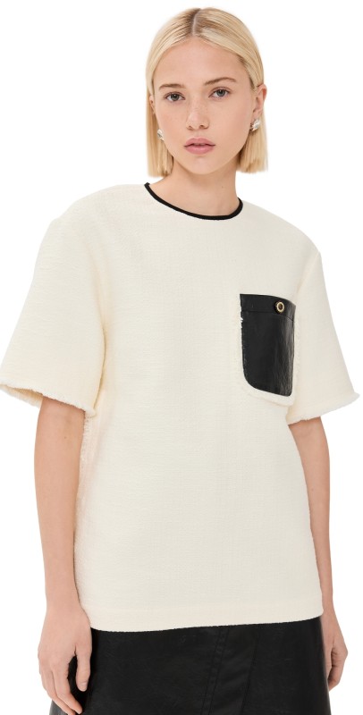 3.1 Phillip Lim Tweed Boxy Tee Ivory/Black