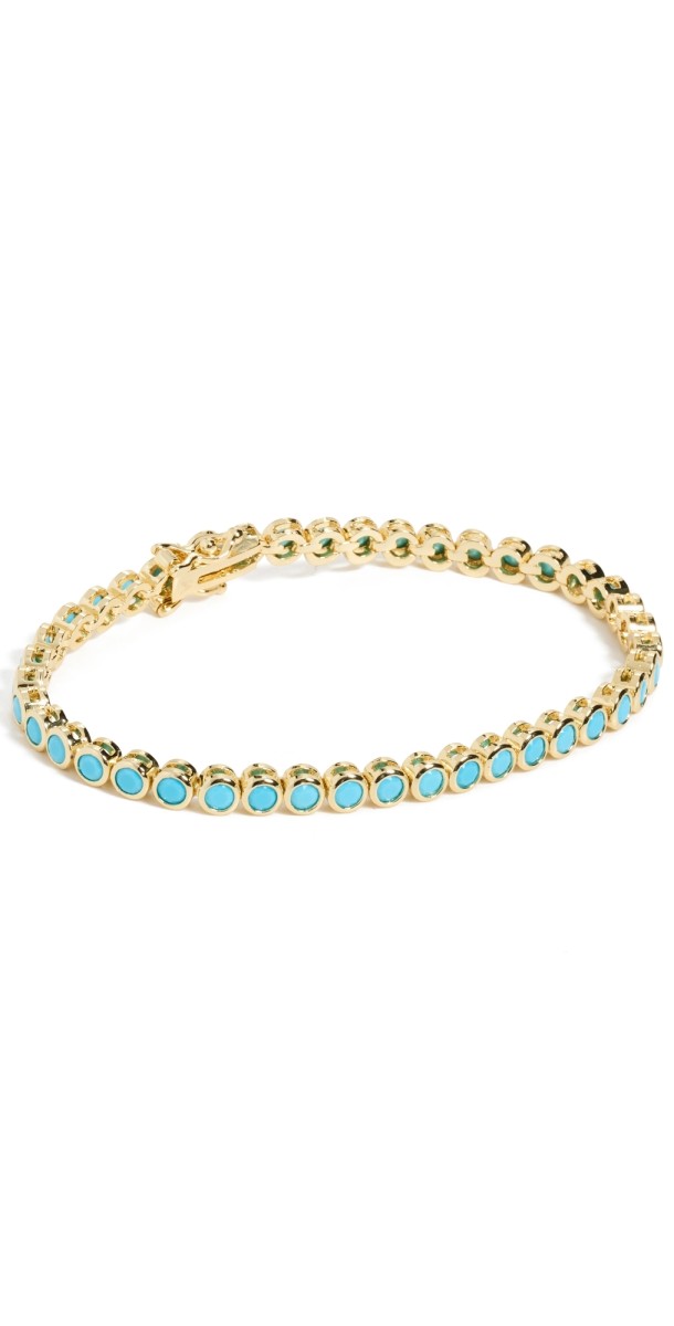 By Adina Eden Turquoise CZ Bezel Tennis Bracelet Turquois
