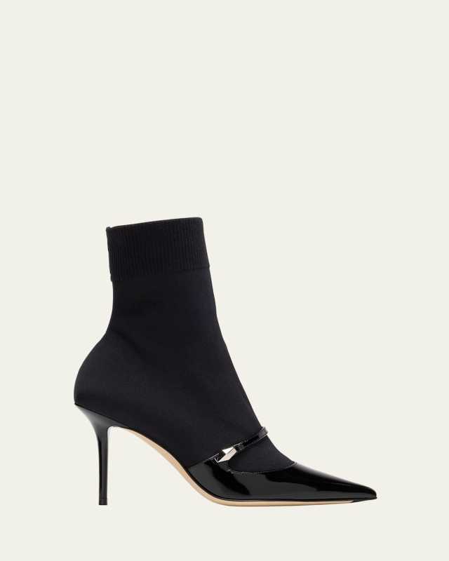 Carolyn Patent Stiletto Sock Booties