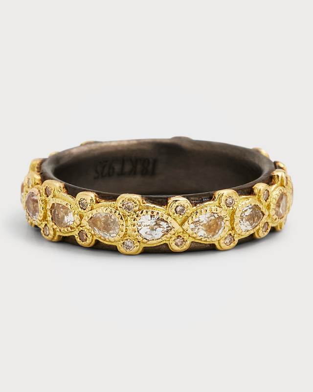 Pear Sapphire & Diamond Band Ring, Size 5-8
