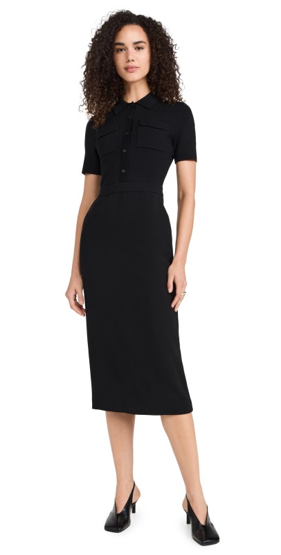 Theory Military Midi Dress Black