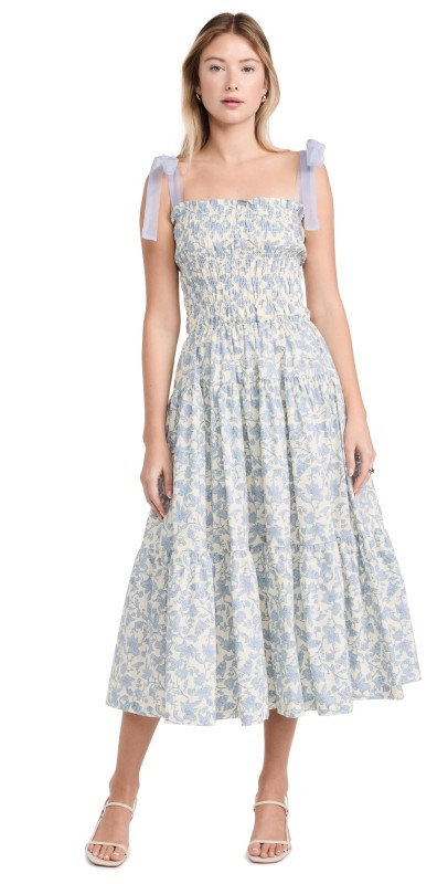En Saison Egret Midi Dress White Light Blue