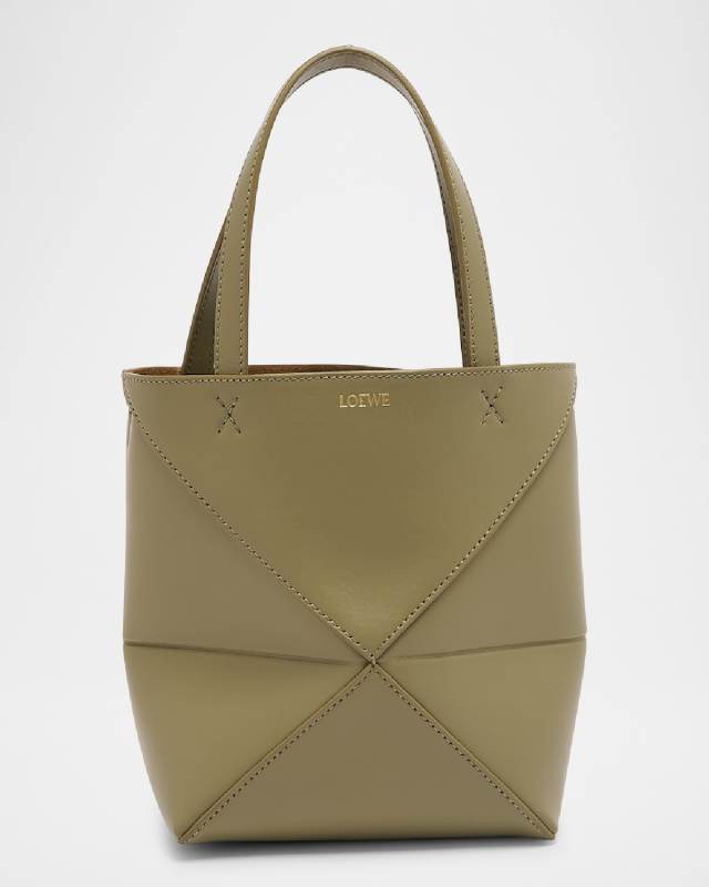 Puzzle Fold Mini Tote Bag in Shiny Leather