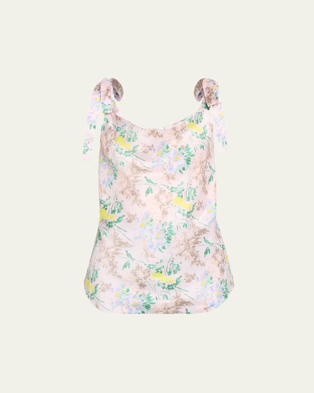 Marta Light Washed Floral Tie-Shoulder Cami
