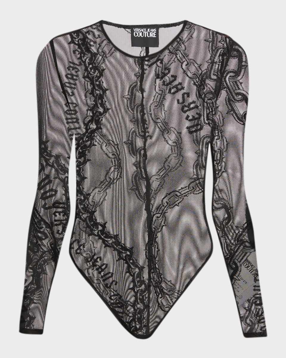 Long-Sleeve Mesh Bodysuit