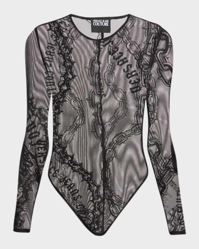 Long-Sleeve Mesh Bodysuit
