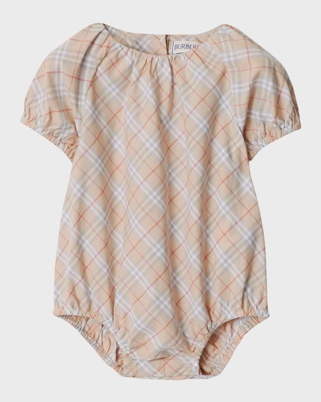Girl's Odessa Check-Print Bodysuit, Size Newborn-18