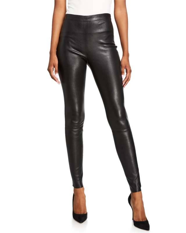 Maddox Leather High-Waist Side Zip Leggings