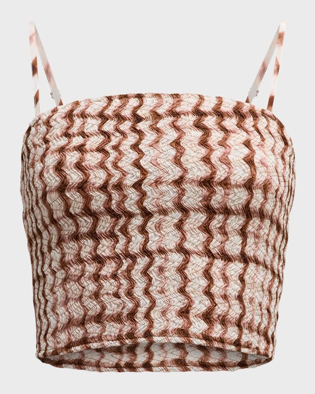 Checked Statement Smocked Crop Top