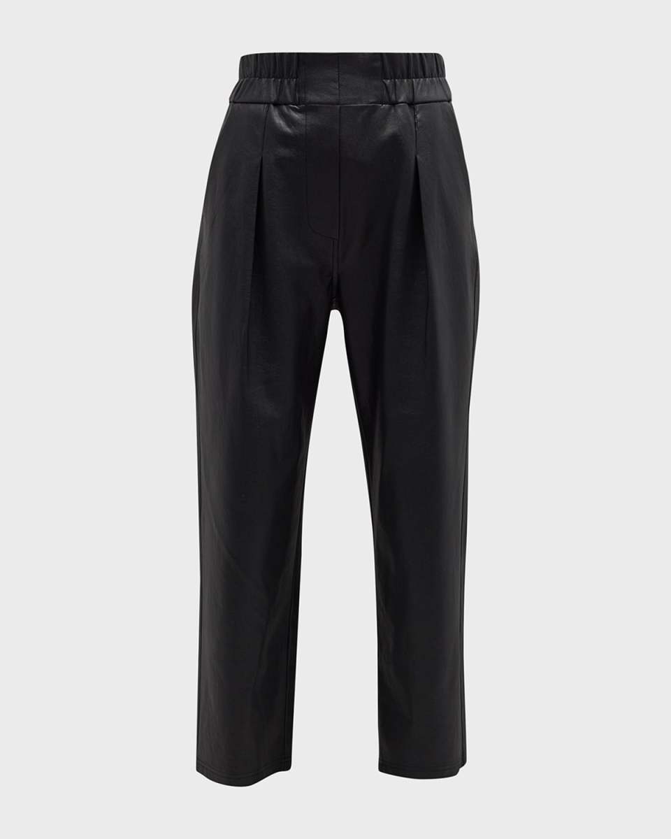 Fiera Pleated Cropped Vegan Leather Pants