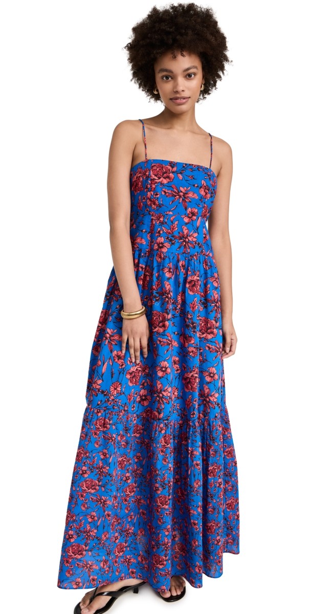 Playa Lucila Square Neck Dress Blue Floral