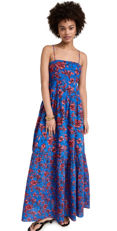 Playa Lucila Square Neck Dress Blue Floral
