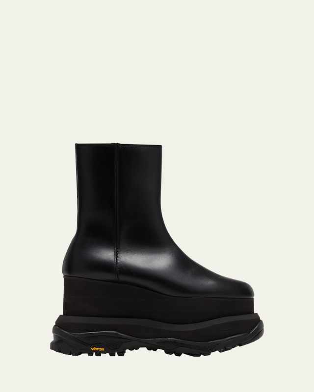 Leather Platform Ankle Boots