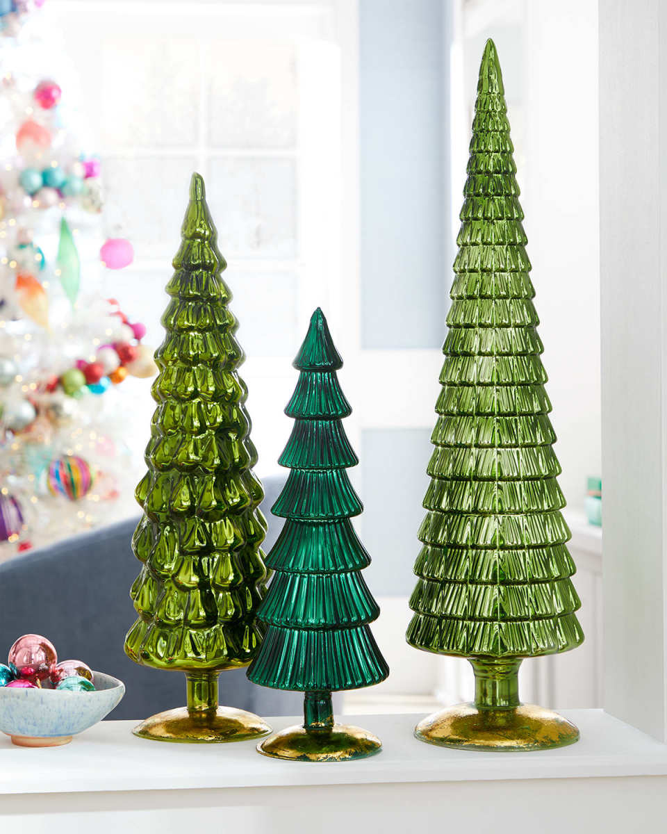 Green Hue Christmas Trees, Set of 3