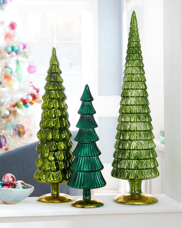 Green Hue Christmas Trees, Set of 3