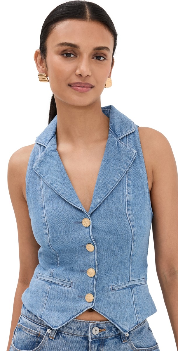 Reformation Nova Denim Vest Leven