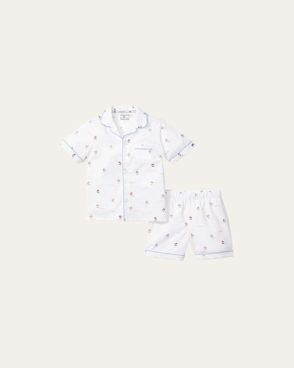Kid's Bateau Sailboat 2-Piece Pajama Set, Size 6M-14