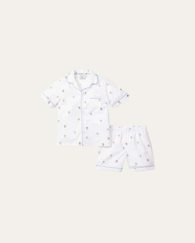 Kid's Bateau Sailboat 2-Piece Pajama Set, Size 6M-14