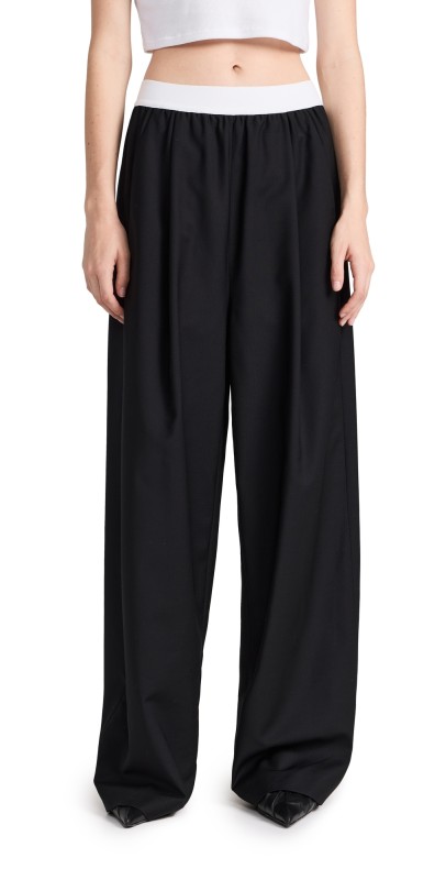 Tibi Recycled Tropical Wool Marit Pull On Pants Black