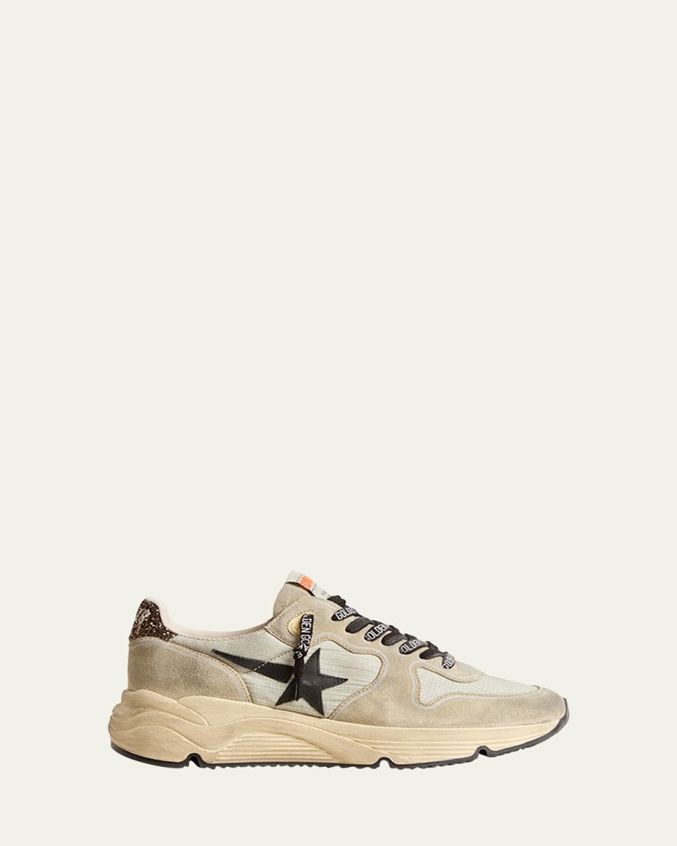 Running Sole Mixed Leather Sneakers