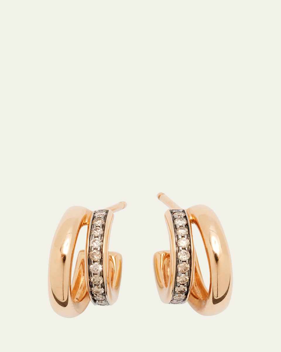 Together 18K Rose Gold Brown Diamond Hoop Earrings
