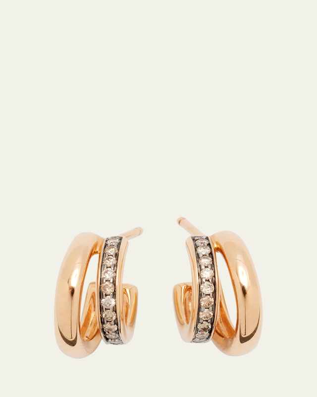 Together 18K Rose Gold Brown Diamond Hoop Earrings
