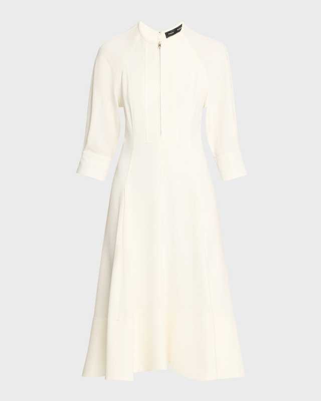 Three-Quarter Sleeve Matte Midi Dress