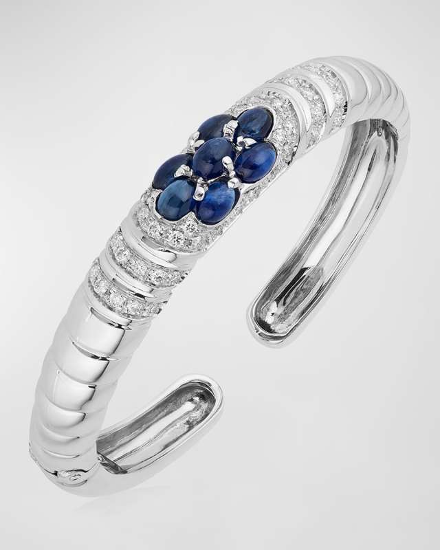 18K White Gold Sapphire and Diamond Bracelet