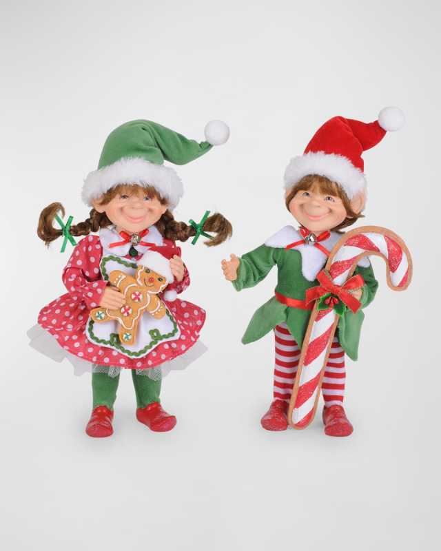 Red Polka Dot Candy Cane Elf, Set of 2