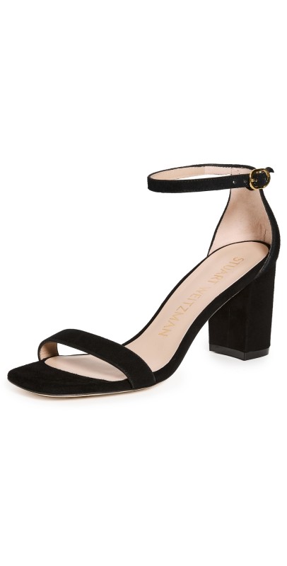 Stuart Weitzman 75mm Nudist Curve Block Sandals Black