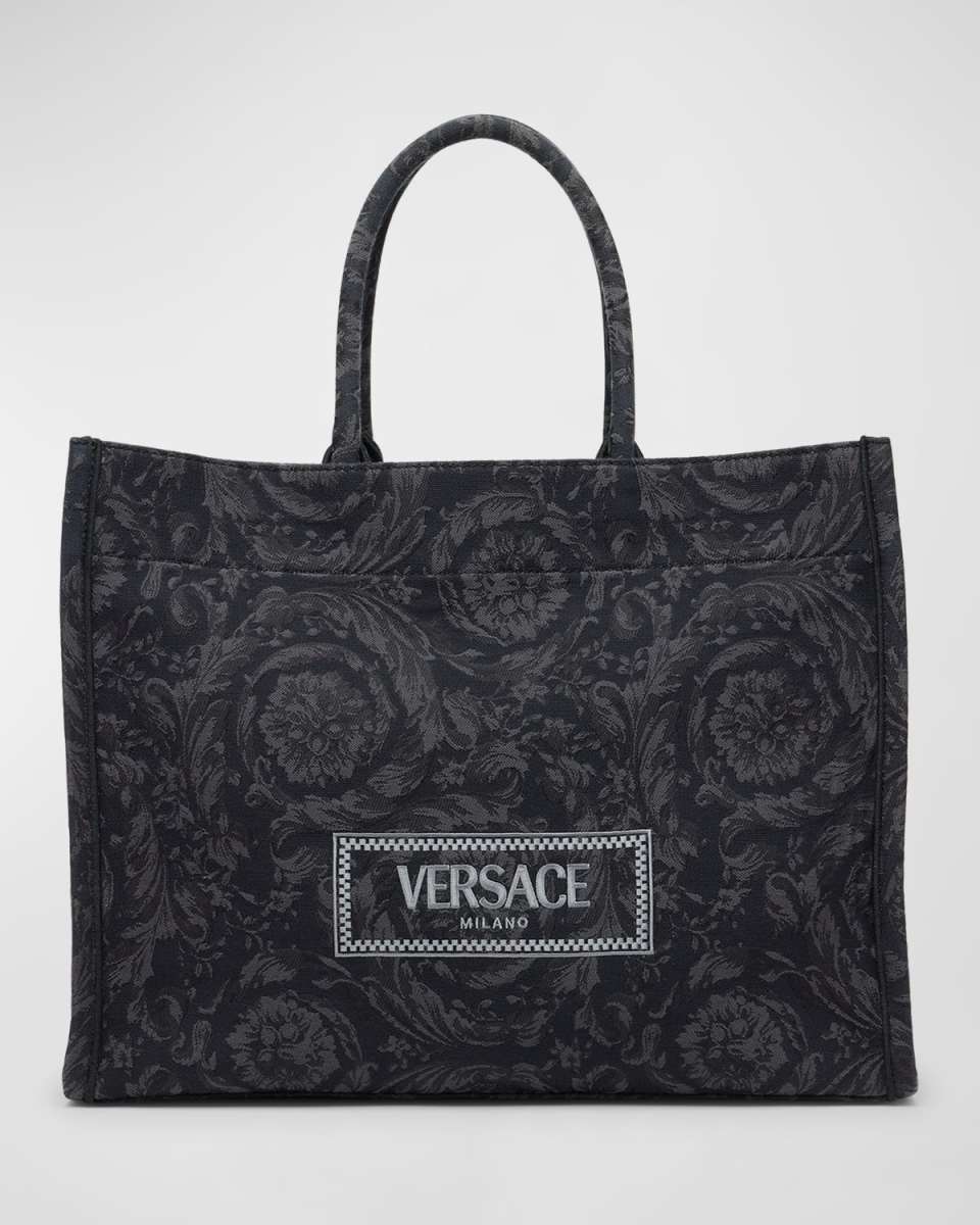 XL Jacquard Embroidered Canvas Tote Bag