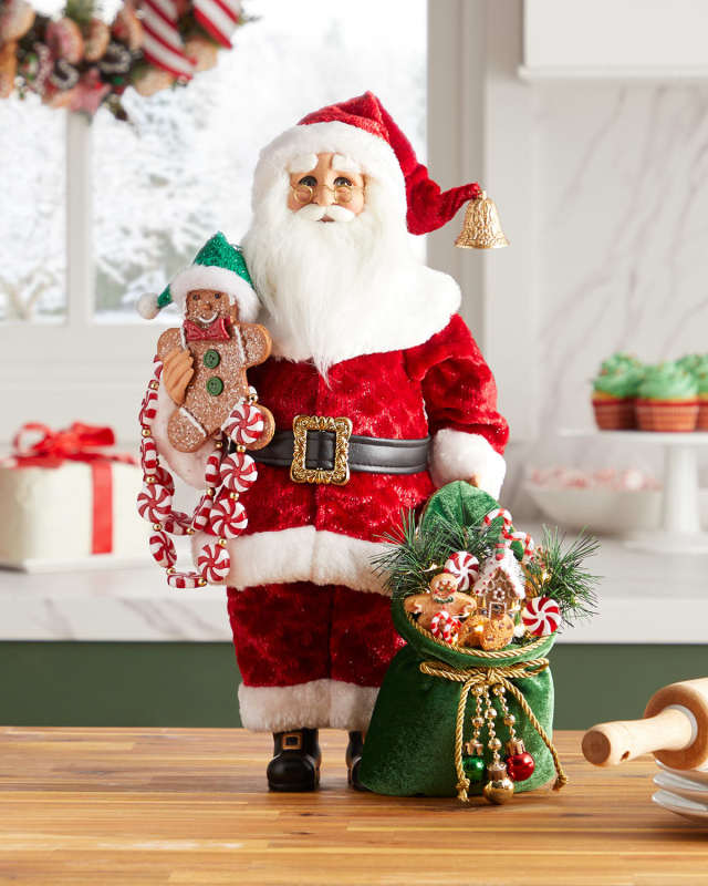 18" Santa Holding Peppermint and Goodies Decorative Accent