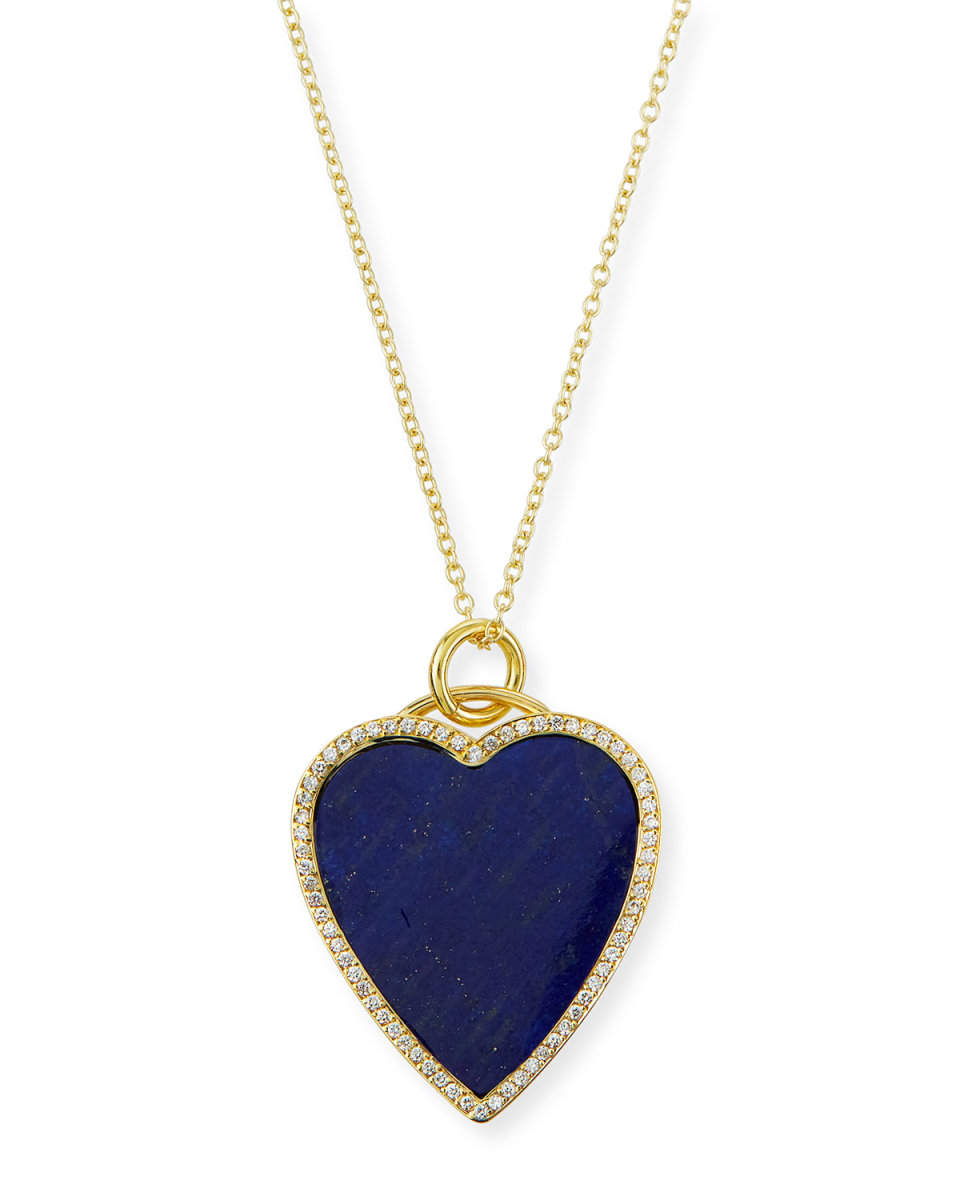 18k Inlay Heart Necklace with Diamonds
