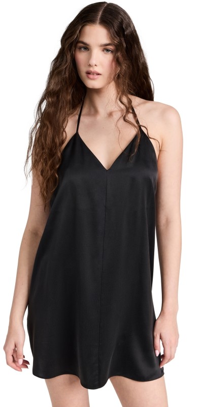 Lunya Washableilk Cowl Neck Mini Dress Immersed Black