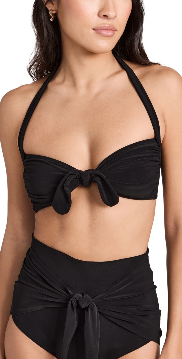 Norma Kamali Ty Front Bra Top Black