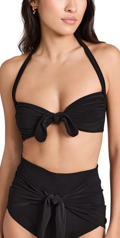 Norma Kamali Ty Front Bra Top Black