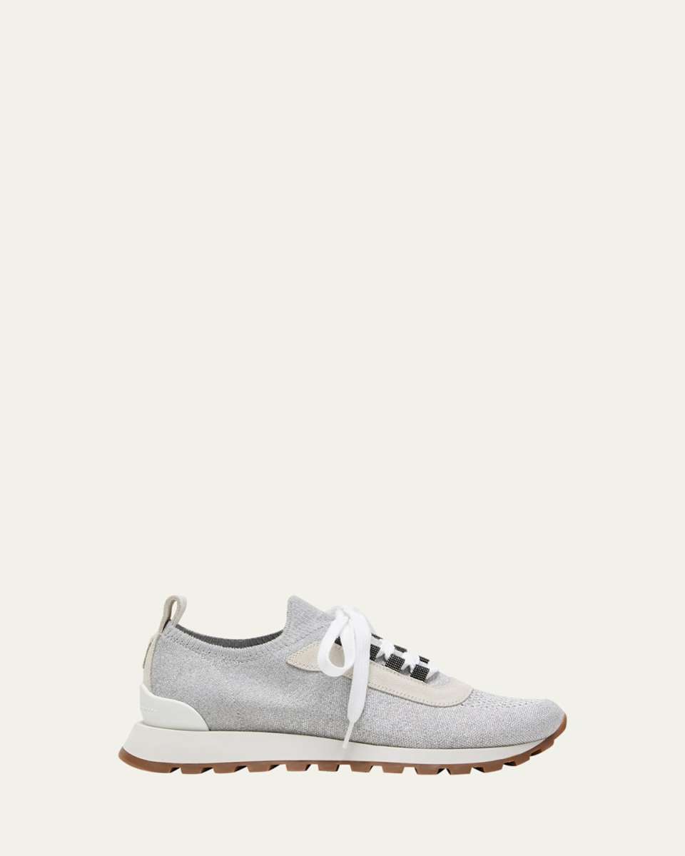 Knit Suede Trainer Sneakers