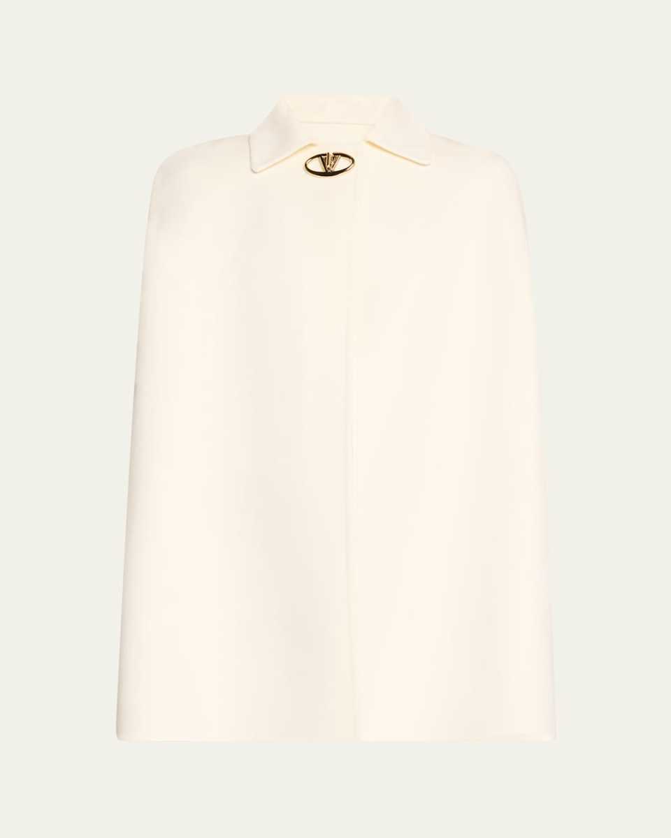 Logo Wool Cashmere Collared Cape