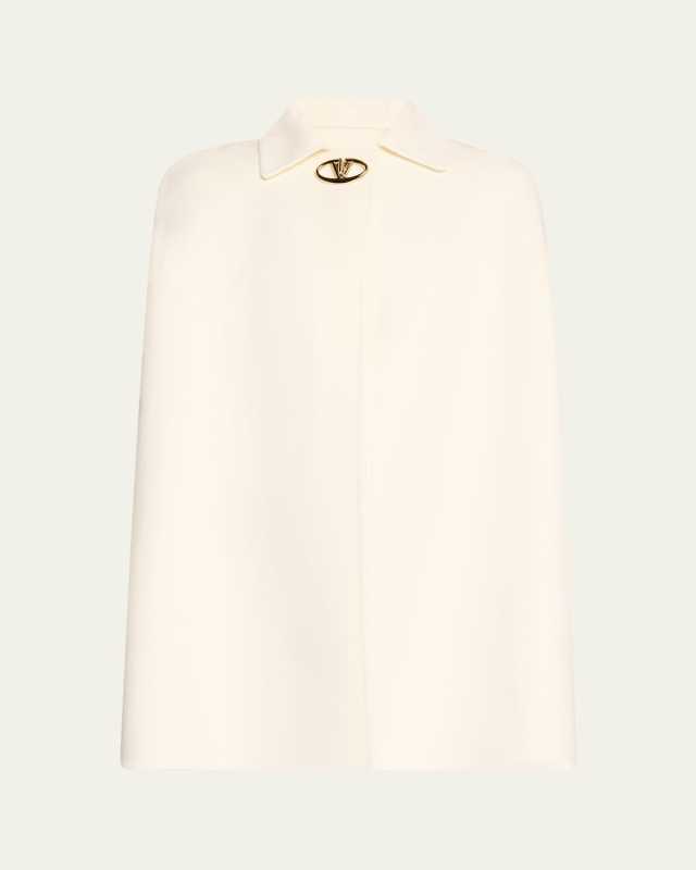 Logo Wool Cashmere Collared Cape